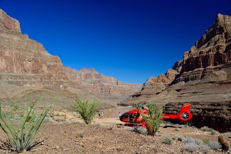 Red helicopter in Grand Canyon West