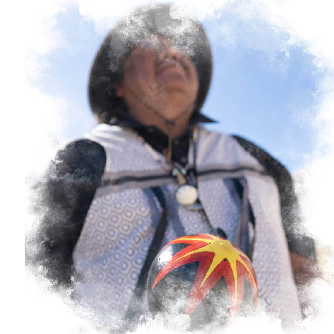 Native American man looking to the sky