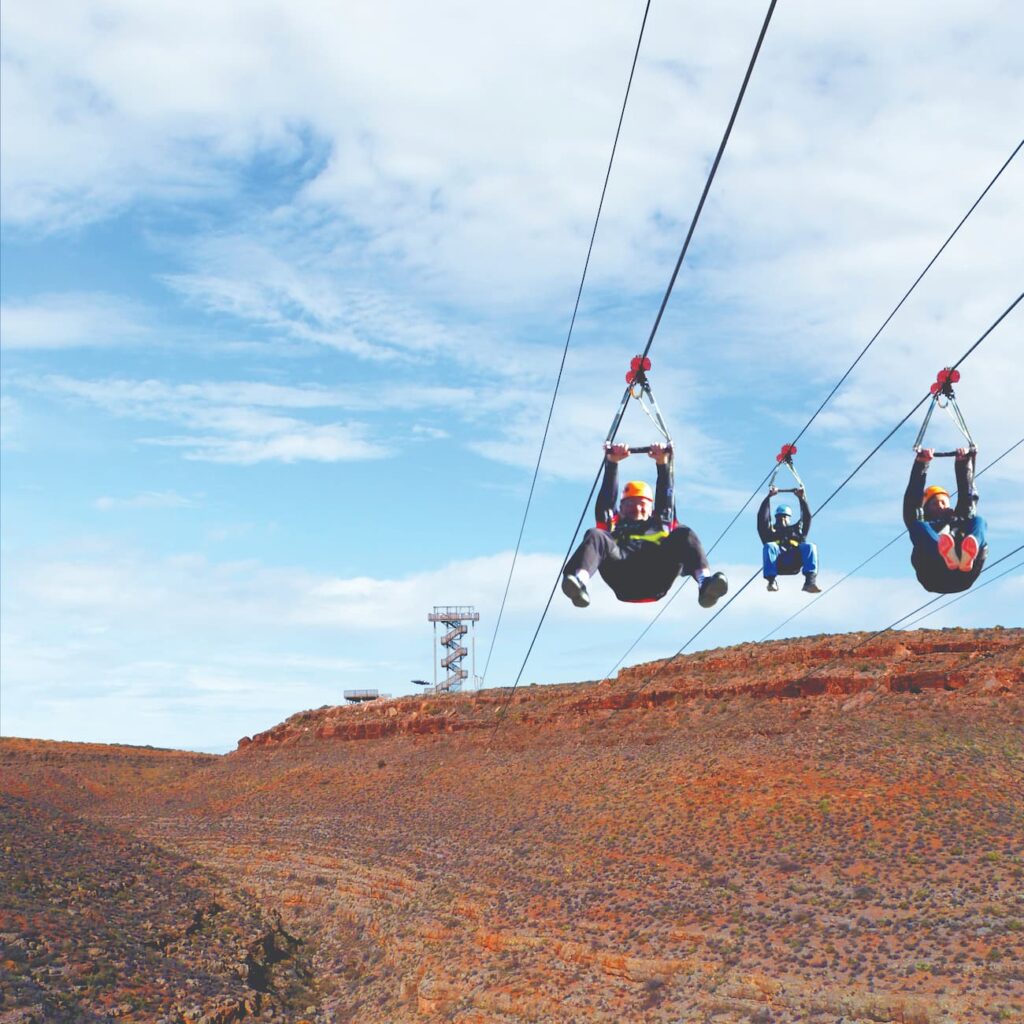 People enjoying the zipline at Grand Canyon West
